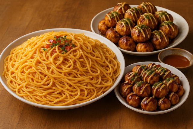 spaghetti-takoyaki-platter