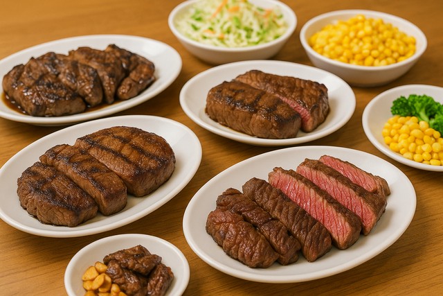 steak-sampler-plates-with-sides-buffet-style