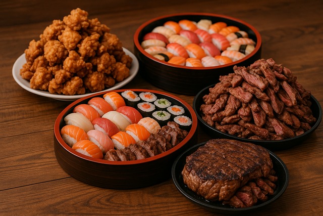sushi-steak-karaage
