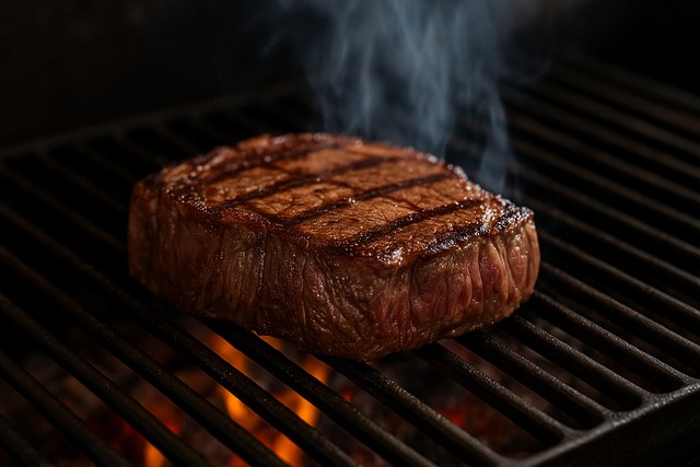 thick-cut-steak-on-charcoal-grill-sizzling